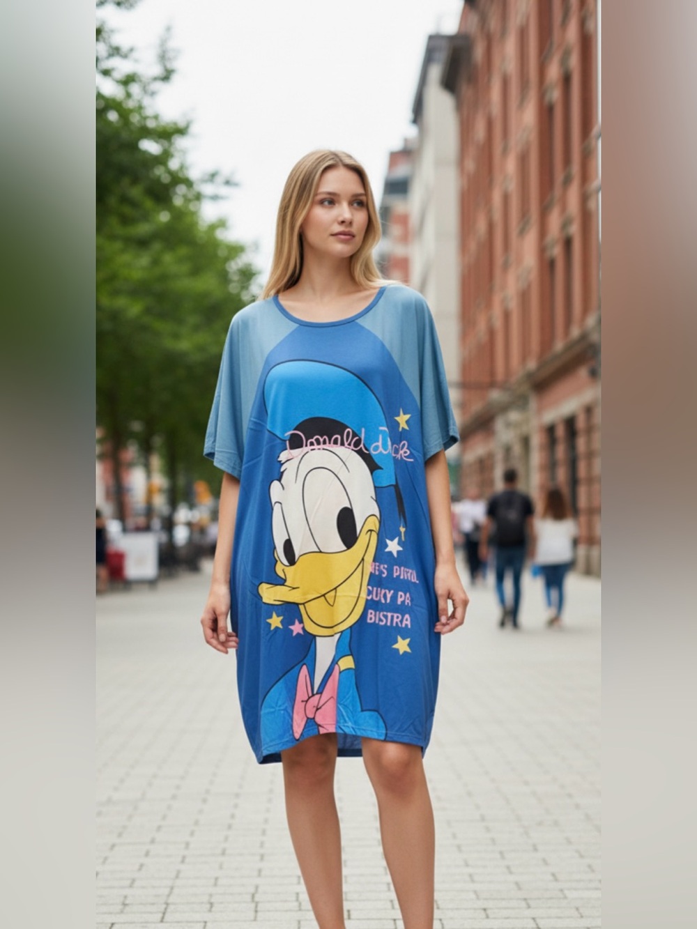 Women’s oversized Donald Duck Blue Graphic Nightshirt
